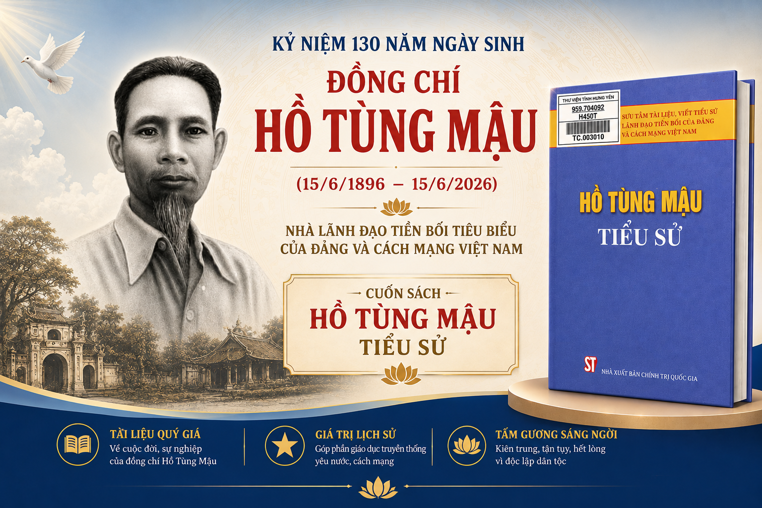 Giới thiệu sách nhân kỷ niệm 130 năm ngày sinh đồng chí Hồ Tùng Mậu (15/6/1896 – 15/6/2026)